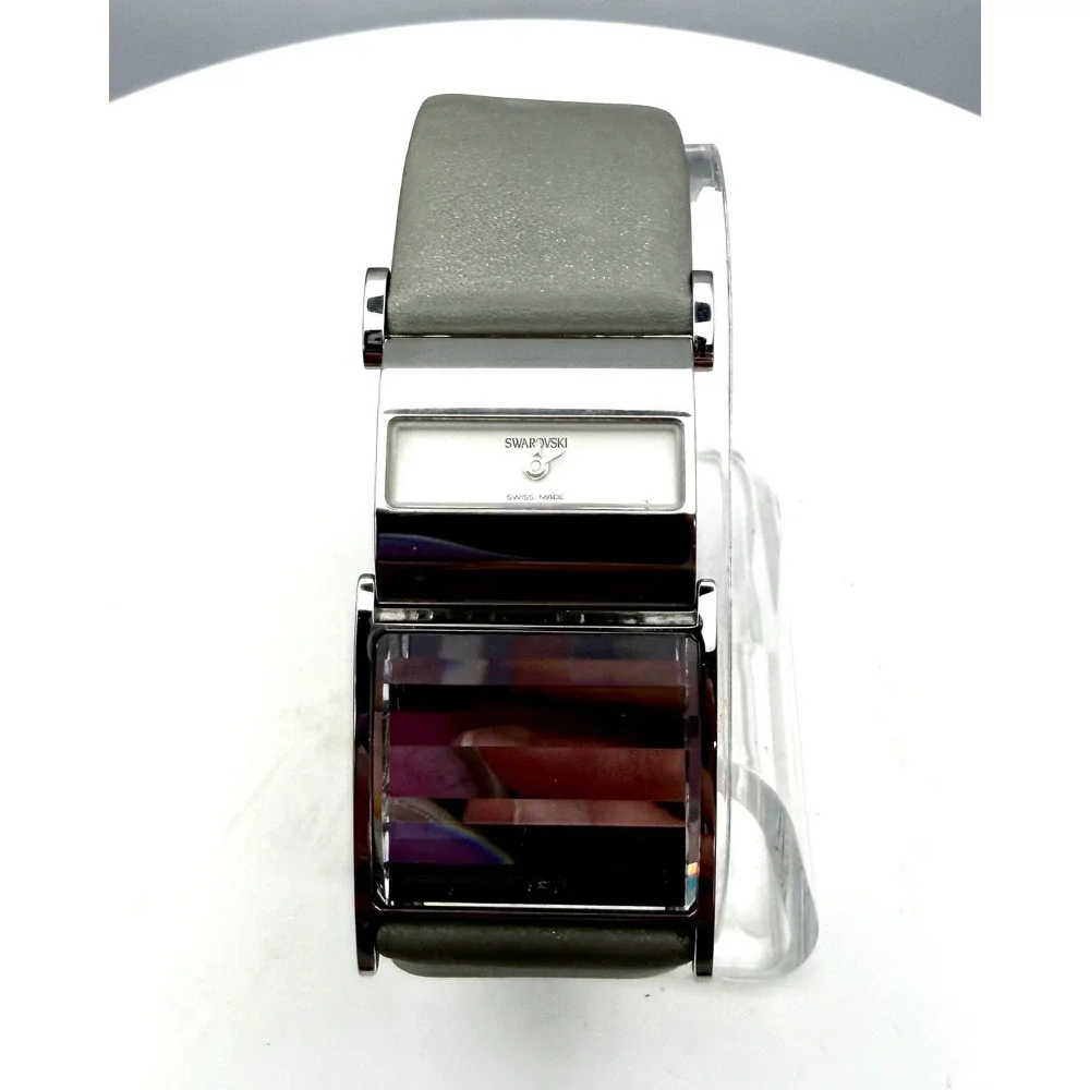 Swarovski Crystal Cuff Watch‎ FWD235SIM4 Swiss Made Leather Bracelet w Box